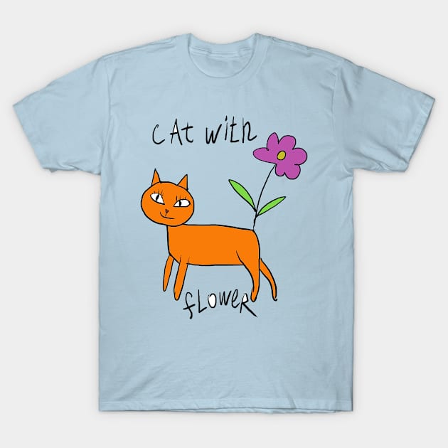 Cat with flower T-Shirt by sonaart